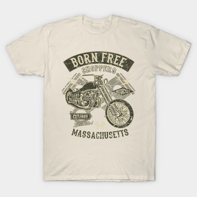 Born Free Choppers Let’s Ride Massachusetts T-Shirt by JakeRhodes